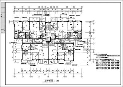 某地1梯四户住宅户型室内装修施工CAD全套图纸